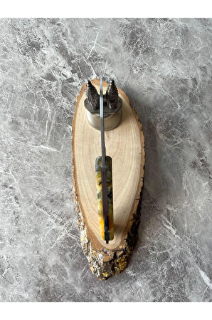 Epoksi Kabzeli Kamp Çakısı – 7 cm Namlu – Sırttan Kilitli – El Yapımı Kılıflı