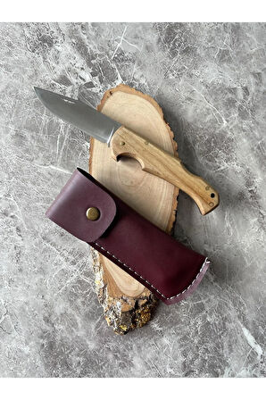 Ceviz Kabzeli Kamp Çakısı – 8,5 cm Namlu – Sırttan Kilitli – Kılıflı – El Yapımı