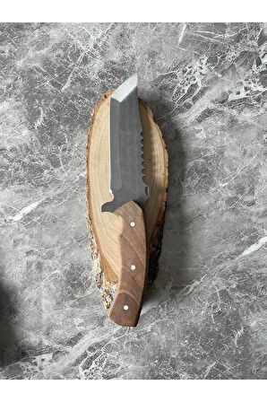 Tanto 4034 Çelik Kamp Bıçağı – Ceviz Kabze, 26,5 cm, Kılıflı, İp Takmalı, Outdoor & Av