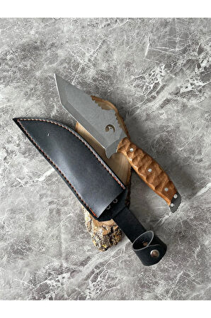 Tanto 4034 Kartal Desenli Kamp Bıçağı – Ceviz Kabze, Kılıflı, 28,5 cm, Outdoor & Hediyelik