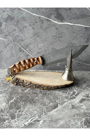 Tanto 4034 Kartal Desenli Kamp Bıçağı – Ceviz Kabze, Kılıflı, 28,5 cm, Outdoor & Hediyelik