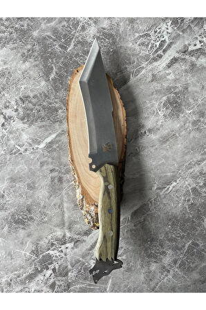 Tanto 4034 Pati Desenli Kamp Bıçağı – Yeşil Kabze, Kılıflı, 28,5 cm, Hediyelik & Outdoor