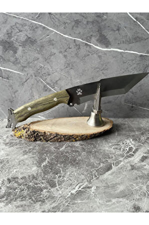 Tanto 4034 Pati Desenli Kamp Bıçağı – Yeşil Kabze, Kılıflı, 28,5 cm, Hediyelik & Outdoor