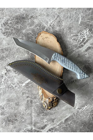 Atak Tanto Kamp Bıçağı – Gri Mavi Kabze, 26 cm, Kılıflı, Av ve Outdoor, Hediyelik