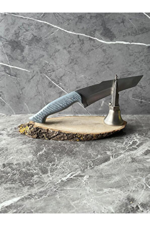 Atak Tanto Kamp Bıçağı – Gri Mavi Kabze, 26 cm, Kılıflı, Av ve Outdoor, Hediyelik