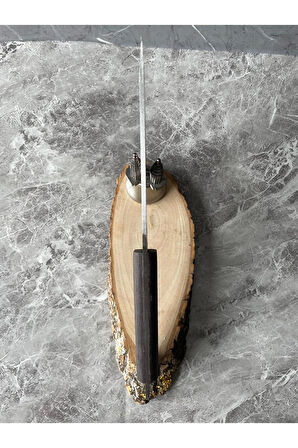 Tanto 4116 Çelik Kamp Bıçağı – Pati Desenli, Kök Ceviz Kabze, Kılıflı, Av & Outdoor 29 cm
