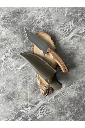 Tanto 4034 Çelik Kamp Bıçağı – Ceviz Kabze, 23 Cm, Kılıflı, İp Takmalı, Outdoor & Av