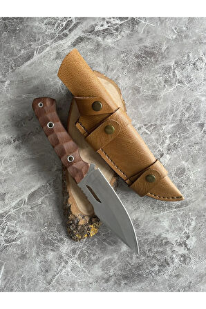 4116 Çelik Kamp ve Av Bıçağı | Dramer Gül Ağacı Kabzeli – 26 cm