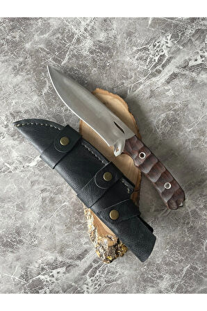 4116 Çelik Kamp ve Av Bıçağı | Dramer Gül Ağacı Kabzeli – 27,5 cm