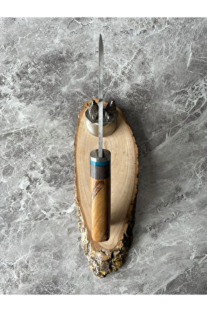 S600 Böhler Çelikli Ceviz Kabzeli Lineer Destekli Kılıflı Kamp ve Av Bıçağı – 22,5 cm