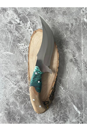 Hibrit Kamp Bıçağı – Yeşil Epoksi Hibrit Kabze, Kılıflı | Koleksiyonluk, Hediyelik, Outdoor Kullanım