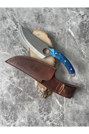 Viking Kamp Bıçağı – Mavi Epoksi Kabze, Kılıflı, İp Takmalı | Outdoor, Hediyelik, Koleksiyonluk