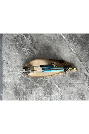 Epoksi Mavi-Siyah Babalı Oğullu Kamp Bıçağı – Kılıflı, 2’li Set, Hediyelik & Outdoor