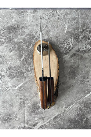 Ceviz Kabze Babalı Oğullu Kamp Bıçağı – Kılıflı Çift Set, Koleksiyonluk & Outdoor