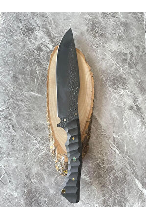 CK75 Çelik Kamp & Av Bıçağı – Siyah Kompakt Kabze, Özel Kılıflı, 31 cm