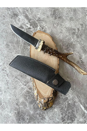 CK75 Çelik Kamp & Av Bıçağı – Karaca Boynuzu Kabze, Özel Kılıflı, 26 cm
