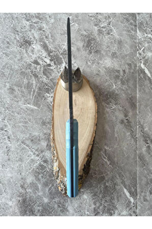 Kurt Kaplama Çelik Kamp Bıçağı – Mavi Kompakt Kabze, Özel Kılıflı, 27,5 cm