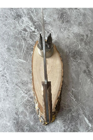 Damascus Desenli Kamp ve Av Bıçağı – Dramer Ceviz Kabze, Özel Kılıflı, 26,5 cm Outdoor Bıçak