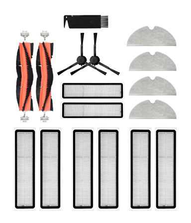 Dreame L10 Siyah Uyumlu Yedek Fırça Hepa Filtre Mop Seti-17 Parça