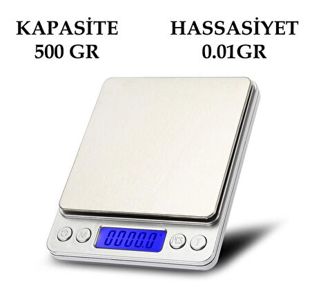 500gr 0.01 Hassas Elektronik Dijital Taşınabilir Cep Terazisi