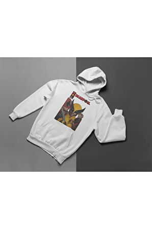 Deadpool X Wolverine Baskılı Unisex Oversize Film Hoodie
