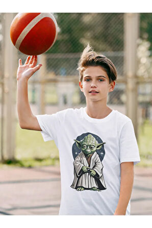 Starwars Yoda Baskılı Unisex Yıldız Savaşları Film Çocuk Tişört (1-12 Yaş)