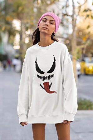 Tasarım Venom Baskılı Unisex Oversize Film Sweatshirt