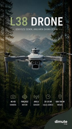 L38 Drone 4K HD Kameralı Fırçasız Motorlu Akıllı Sensörlü 500-700 m Menzil