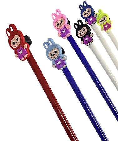 Labubu 6 lı Kalem Seti (Kalem Başlıklı çıkarılabilir)