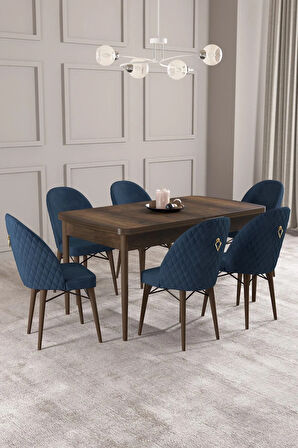 Arya Barok Desen 80x132 MDF Açılabilir Mutfak Masası Takımı 6  Sandalye