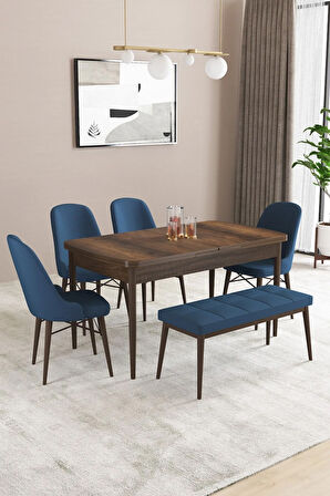 Fonza Barok 80x132 MDF Açılabilir Mutfak Masası Takımı 4 Sandalye , 1 Bench