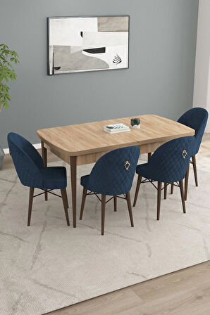Arya Meşe Desen 80x132 MDF Açılabilir Mutfak Masası Takımı 4  Sandalye