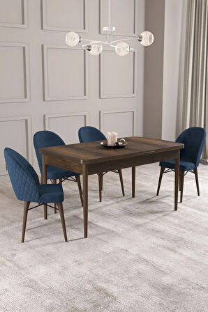 Calvin Barok Desen 80x132 MDF Açılabilir Mutfak Masası Takımı 4  Sandalye