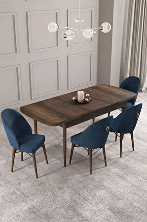Calvin Barok Desen 80x132 MDF Açılabilir Mutfak Masası Takımı 4  Sandalye