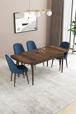 Fonza Barok 80x132 MDF Açılabilir Mutfak Masası Takımı 4  Sandalye