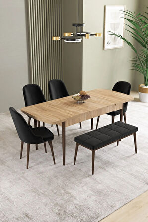 Ikon Barok Desen 80x132 MDF Açılabilir Mutfak Masası Takımı 4  Sandalye