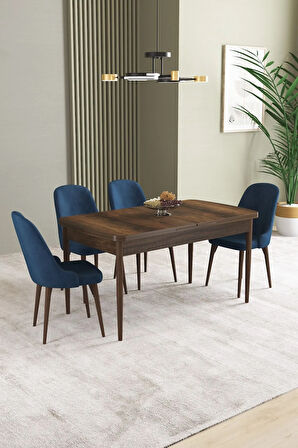 Ikon Barok Desen 80x132 MDF Açılabilir Yemek Masası Takımı 4  Sandalye