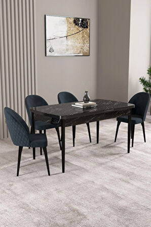 Ikon Meşe Desen 80x132 MDF Açılabilir Mutfak Masası Takımı 4  Sandalye