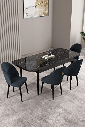 Ikon Meşe Desen 80x132 MDF Açılabilir Mutfak Masası Takımı 4  Sandalye