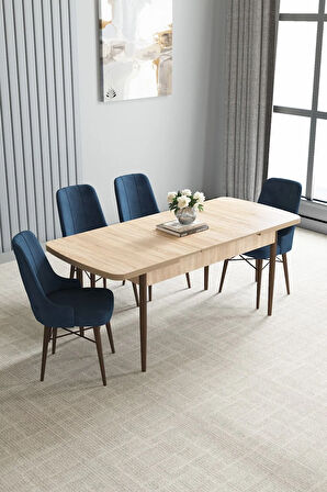 Arvela Meşe Desen 80x132 Açılabilir Yemek Odası Takımı 4  Sandalye