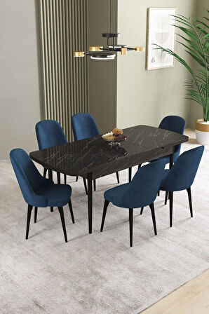 Mabel Beyaz Desen 80x132 MDF Açılabilir Mutfak Masası Takımı 4  Sandalye