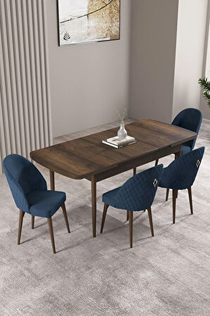 Milas Barok Desen 80x132 MDF Açılabilir Yemek Masası Takımı 4  Sandalye