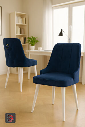 Esa 2 Adet Babyface Kumaş, Beyaz Metal Ayaklı, Mutfak ve Yemek Odası Sandalyesi