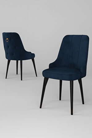 Esa 4 Adet Babyface Kumaş, Siyah Metal Ayaklı, Mutfak ve Yemek Odası Sandalyesi