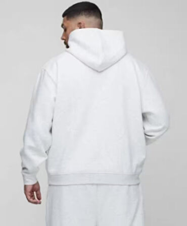 Gri Kanguru Model Oversize Plus Size Kalıp Erkek Büyük Beden Sweatshirt