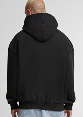 Siyah Kanguru Model Oversize Kalıp Erkek Sweatshirt