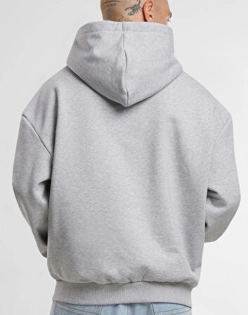 Gri Kanguru Model Oversize Kalıp Erkek Sweatshirt