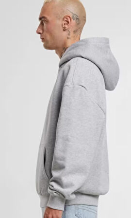 Gri Kanguru Model Oversize Kalıp Erkek Sweatshirt