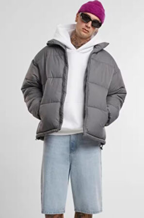 Beyaz Kanguru Model Oversize Kalıp Erkek Sweatshirt