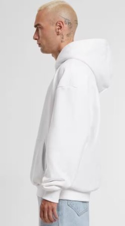 Beyaz Kanguru Model Oversize Kalıp Erkek Sweatshirt